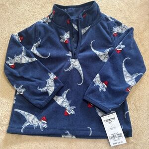 OshKosh Kids 24 Months Christmas Santa Dinosaur Fleece Pullover